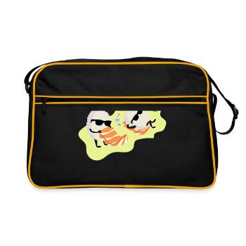 Idée de cadeau de riz de saumon de sushi de sushi - Sac Retro - noir/or - Devant