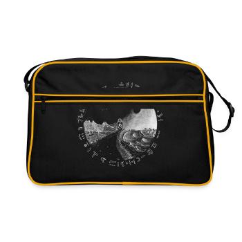 Kausalität (transparent, für dunkle Hintergründe) - Retro Tasche - Schwarz/Gold - Vorne