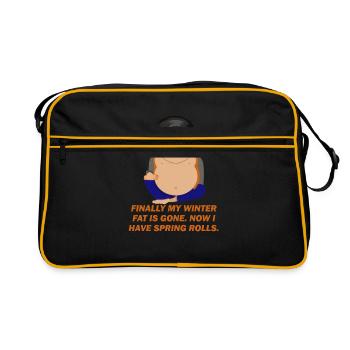 Winterspeck Frühling Fitness Ironisch Geschenkidee - Retro Tasche - Schwarz/Gold - Vorne