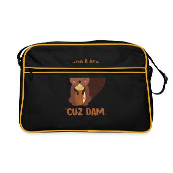 Biber Kanada Geschenk - Retro Tasche - Schwarz/Gold - Vorne