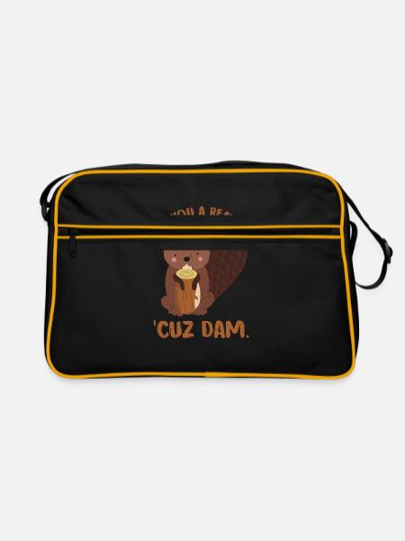Biber Kanada Geschenk - Retro Tasche - Schwarz/Gold - Vorne