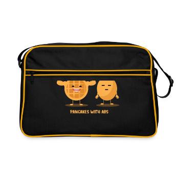 Waffeln Süßigkeit Bodybuilding fett Witz Geschenk - Retro Tasche - Schwarz/Gold - Vorne