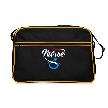 Krankenschwester Stethoskop Beruf Job Geschenk - Retro Tasche - Schwarz/Gold - Vorne