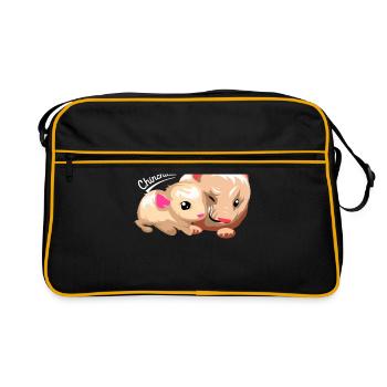 Cadeau pour animal domestique rongeur chinchilla amérique du sud - Sac Retro - noir/or - Devant