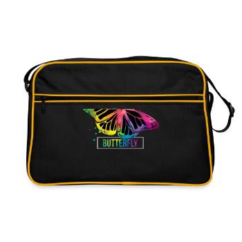 Cadeau chenille papillon - Sac Retro - noir/or - Devant