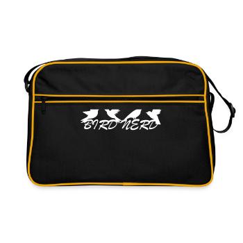 Oiseaux nerd oiseaux | Petite amie cadeau oiseau d'amour - Sac Retro - noir/or - Devant