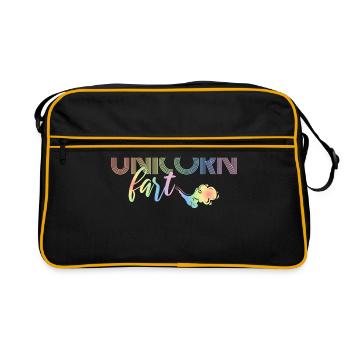 Unicorn Fart Regenbogen Pups Furz - Retro Tasche - Schwarz/Gold - Vorne