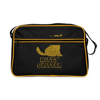 Glitter golden cat sparkle kitty glitter - Retro Bag - black/gold - Front