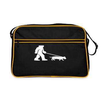 Chien amateur Teckel Yeti Bigfoot Sasquatch chien - Sac Retro - noir/or - Devant