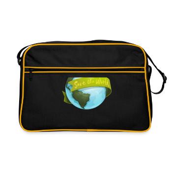 save the planet - Retro Tasche - Schwarz/Gold - Vorne