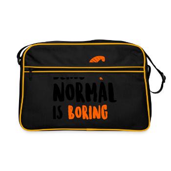 Being Normal Is Boring Parachute Paraglider Skydiv - Retro Tasche - Schwarz/Gold - Vorne