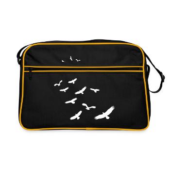 Troupeau d'oiseaux oiseaux cadeau nature mouche animaux - Sac Retro - noir/or - Devant