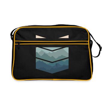 Berge Natur geometrisch Wandern Wanderurlaub - Retro Tasche - Schwarz/Gold - Vorne