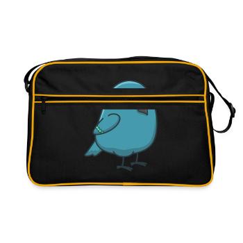 Vogel Vögel Kawaii Geschenk Tier Papagei Sittich - Retro Tasche - Schwarz/Gold - Vorne