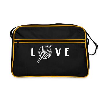 Knitting wool knitting needles gift handmade - Retro Bag - black/gold - Front