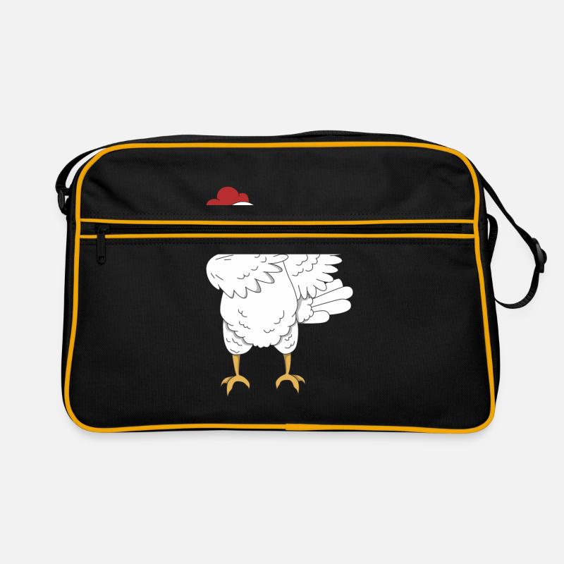 Huhn Hahn dabbing Tanz Geschenk Tier Bauernhof - Retro Tasche - Schwarz/Gold