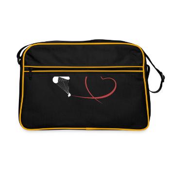 Paragliding Gleitschirm Geschenk Herz fliegen Flug - Retro Tasche - Schwarz/Gold - Vorne