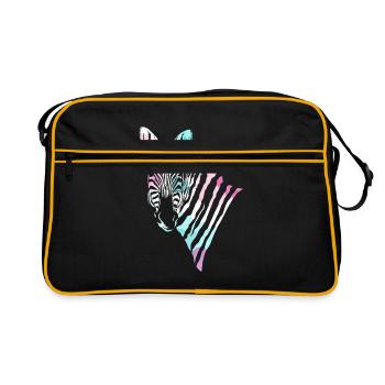 Zèbre zèbres cadeau rayures afrique néon animal - Sac Retro - noir/or - Devant
