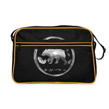 Bear Animal Bear Gift Nature Drawing Brown Bear - Retro Bag - black/gold - Front