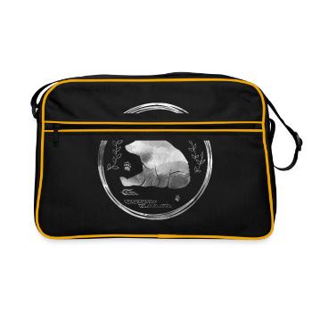 Bear Animal Bear Gift Nature Drawing Brown Bear - Retro Bag - black/gold - Front