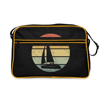 Segeln Schiff - Retro Tasche - Schwarz/Gold - Vorne