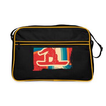 Snowboard cadeau de sport d'hiver snowboard retro - Sac Retro - noir/or - Devant