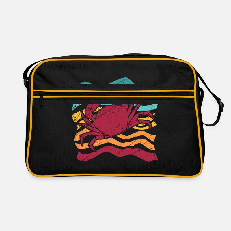 Krabbe Krebs Meer Krebstiere Geschenk Meerestier - Retro Tasche - Schwarz/Gold