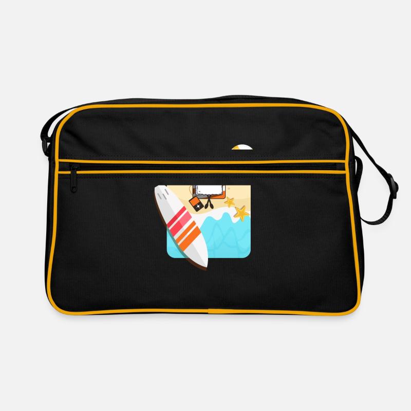 Surf Sushi sur la plage - Sac Retro - noir/or