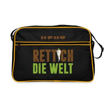 Gärtner Heut Rettich Die Welt Gartenarbeit Gärtner - Retro Tasche - Schwarz/Gold - Vorne