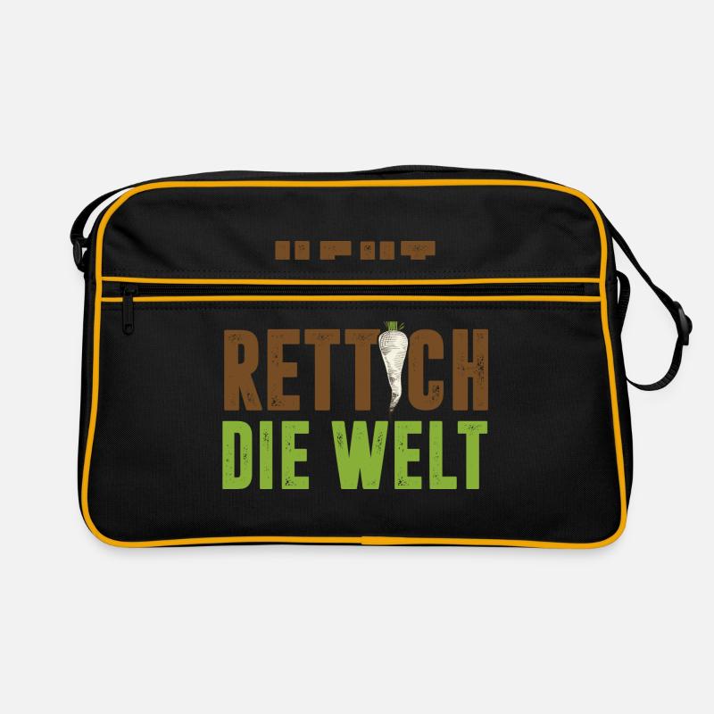 Gärtner Heut Rettich Die Welt Gartenarbeit Gärtner - Retro Tasche - Schwarz/Gold