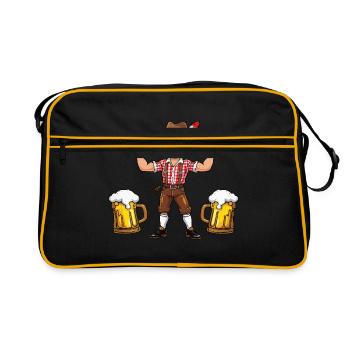 Boy in Lederhosen Beer JGA Mallorca Bavaria Booze - Retro Bag - black/gold - Front