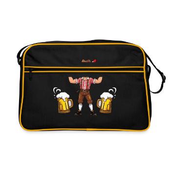 Boy in Lederhosen Beer JGA Mallorca Bavaria Booze - Retro Bag - black/gold - Front