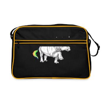 Nashorn Einhorn - Retro Tasche - Schwarz/Gold - Vorne