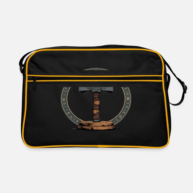 Viking Hammer Warrior Valhalla Runic Circle Thor Retro Bag
