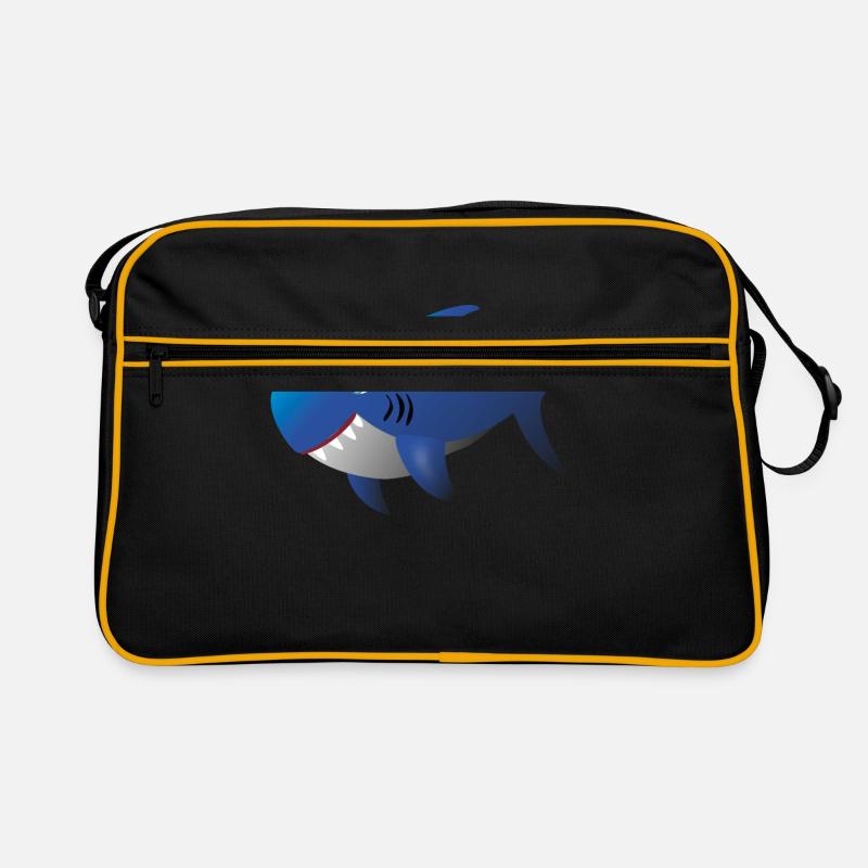 Fröhlicher Hai - Retro Tasche - Schwarz/Gold