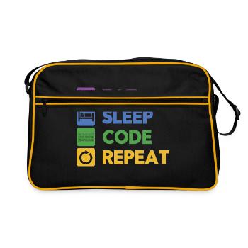 Eat Sleep Code Repeat Coder Programmer Software De - Retro Tasche - Schwarz/Gold - Vorne