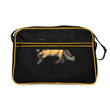 Fjord horse Norwegian color pony horse gift - Retro Bag - black/gold - Front