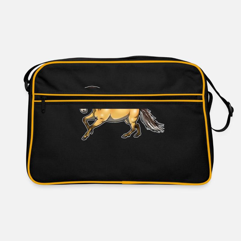 Fjordpferd Norweger Farbe Pony Pferd Geschenk - Retro Tasche - Schwarz/Gold