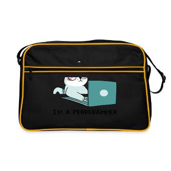 I'm A Purrgrammer Coder Software Developer Compute - Retro Tasche - Schwarz/Gold - Vorne