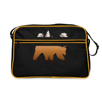 Brown bear black bear gift idea - Retro Bag - black/gold - Front