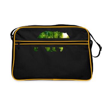 Bär Waldfreund Geschenkidee - Retro Tasche - Schwarz/Gold - Vorne