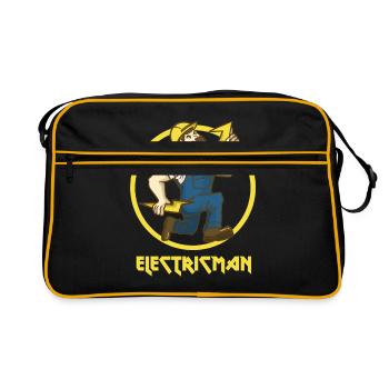 Électricien superhero électricité profession de cadeau de foudre - Sac Retro - noir/or - Devant