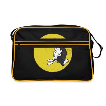 Flinker Frisbeehund Spielwiese - Retro Tasche - Schwarz/Gold - Vorne