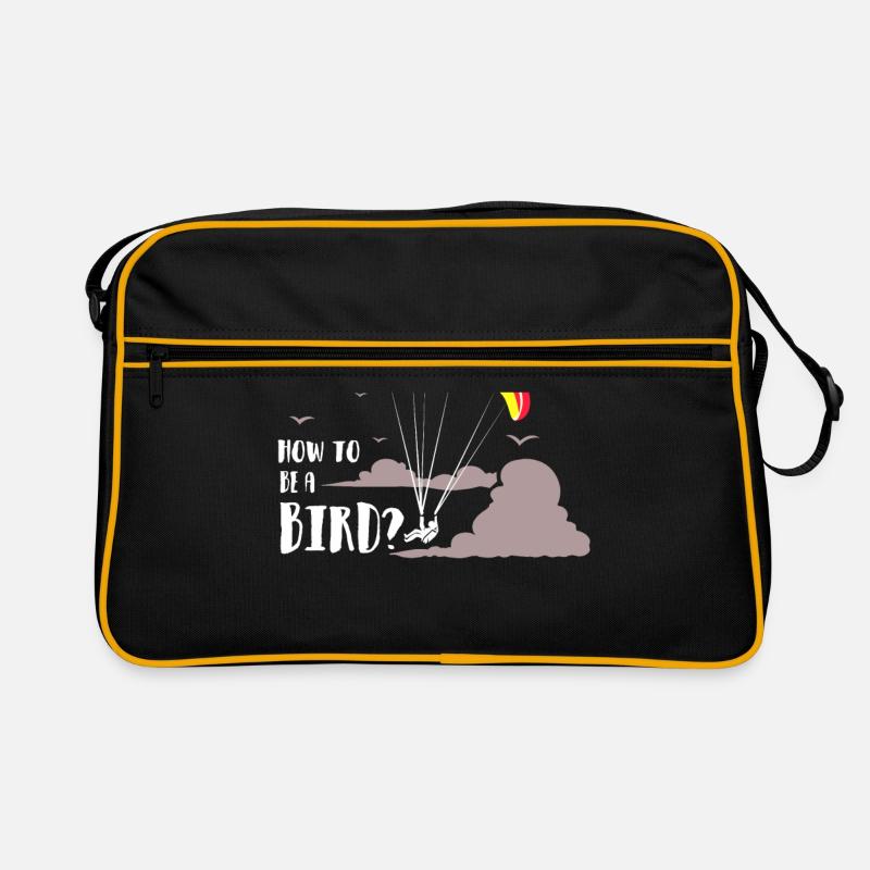 Paragliding Fallschirm extrem Sport Geschenk - Retro Tasche - Schwarz/Gold