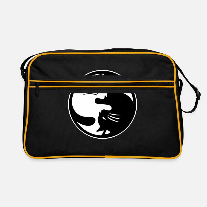 Ying Yang Katze - Retro Tasche - Schwarz/Gold