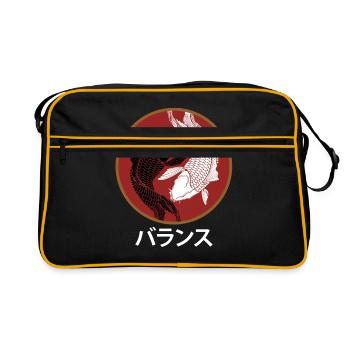 Koi Karpfen - Retro Tasche - Schwarz/Gold - Vorne