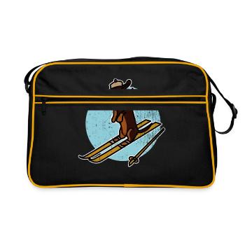 Ski Snow Winter Dog House Animal Pet Gift - Retro Bag - black/gold - Front