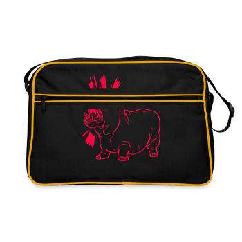 Rugissement d'hippopotame - Sac Retro - noir/or - Devant