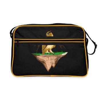 Cadeau actif nuit hibou forêt oiseaux - Sac Retro - noir/or - Devant