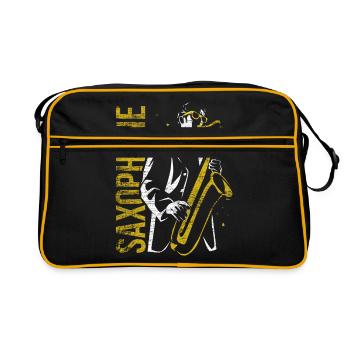 Saxophone Music Orchestra Band Cadeau - Sac Retro - noir/or - Devant